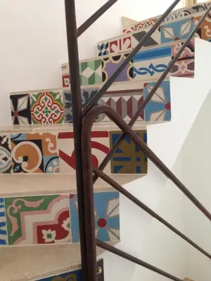 a bunch of wrapping boxes on the stairs at La Grande Bouisse gites avec piscine dans le Luberon, Provence in Céreste