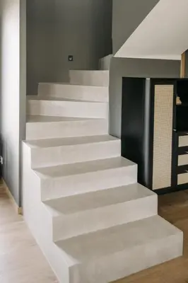a staircase in a house with white steps at Villa Moka - private pool in Saumane-de-Vaucluse