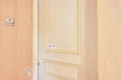 a white door with a mirror on it at Village Pont Royal en Provence - maeva Home - Appartement cosy et climatisé 2 pièces 4 personnes - Sélection - super Home MAE-2154 in Mallemort