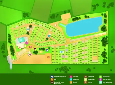 a site plan of a building with a pool at MOBIL HOME LMNP GUIGON in La Roque-dʼAnthéron