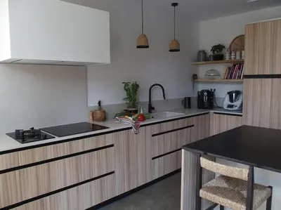 a kitchen with a sink and a counter top at Un loft en Provence in Carpentras