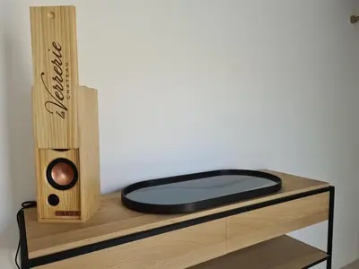 a wooden shelf with a clock on top of it at Villa de luxe en Provence Piscine Chauffée in Puget