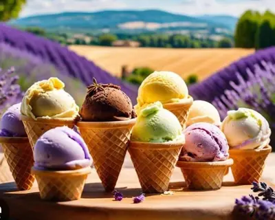 a group of ice cream cones with purple flowers at BOHO 1 Vue Exceptionnelle in Bonnieux