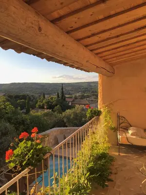 a view from the balcony of a villa at L’île aux fleurs in Ventabren