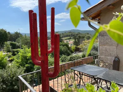 a view from the balcony of a house at La maison de Muriel in Rustrel