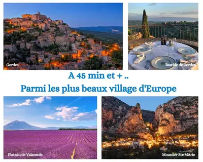 a collage of pictures of a town and a mountain at ''' Impasse d'un Instant ''' 8min Aix - Clim & Parking in Venelles