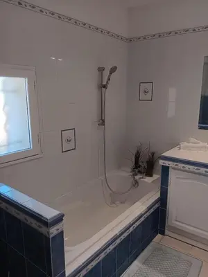 a bathroom with a bath tub with a shower at La villa MARIE in Cavaillon