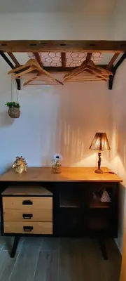 a desk with a lamp on top of it at Villa ELISABETH in Aix-en-Provence