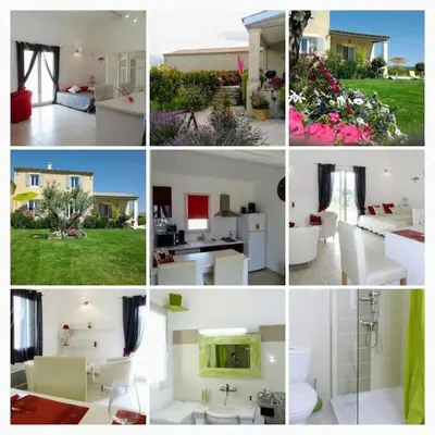 a collage of different pictures of a house at Gite LE PETIT LUBERON COQUELICOT in Coustellet