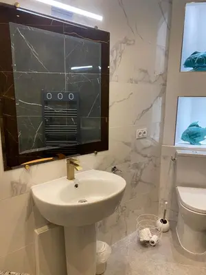 a bathroom with a sink and a toilet at La RENAUDIERE in LʼIsle-sur-la-Sorgue