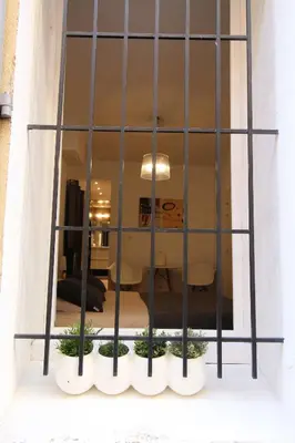 a mirror in a room with some plants at Studio centre historique derrière rue d'Italie - Climatisé in Aix-en-Provence