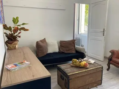 a living room with a couch and a table at T3 centre ville Historique in Aix-en-Provence