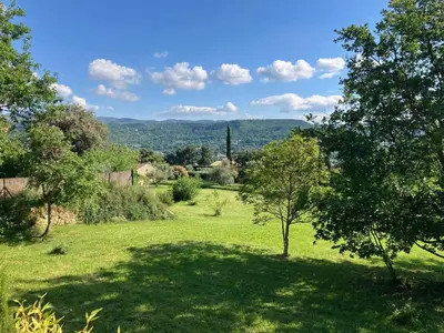 a green field with a tree in the middle at Villa Abelha en Provence in Apt