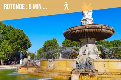 a fountain in the middle of a park at Ma place au sud Aix Terrasse Parking in Aix-en-Provence