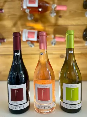 two bottles of wine sitting next to each other at La Maison Jaune, une expérience inoubliable in Villes-sur-Auzon