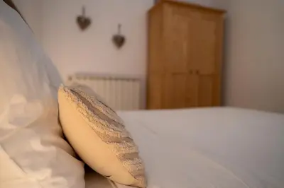 a pillow sitting on top of a bed at Ô Coeur Des Ocres in Roussillon