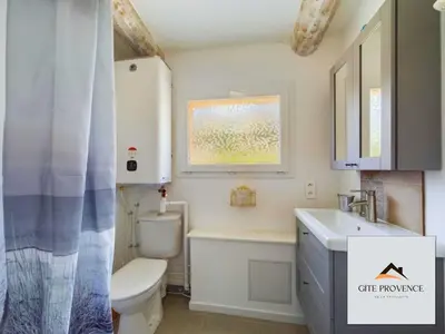 a bathroom with a toilet and a sink at Gîte de la Draillette in Noves