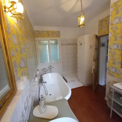 a bathroom with a large tub and a sink at Hote-Aix-Centre-garage-piscine in Aix-en-Provence