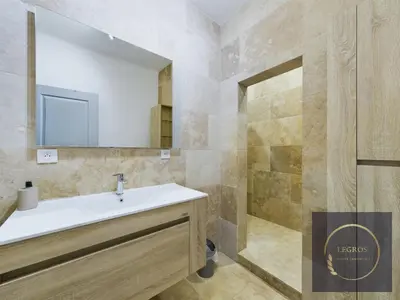 a bathroom with a sink and a shower at La terrasse du pêcheur in LʼIsle-sur-la-Sorgue