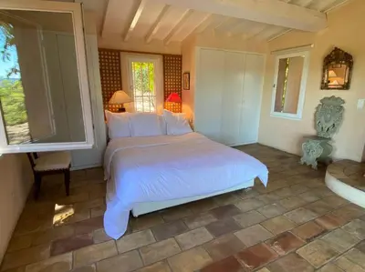 a bedroom with a large white bed in a room at Villa Les Gourdeaux in Roussillon