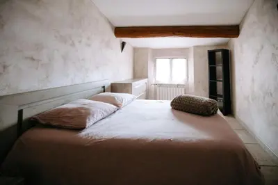 a bedroom with a large bed in a room at Charming Village House in the Heart of Isle-sur-la-Sorgue in LʼIsle-sur-la-Sorgue