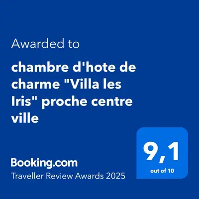 a screenshot of a phone with the text awarded to channel dc channel at chambre d'hote de charme 