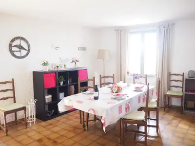 a dining room with a table and chairs at Holiday Home in Provence near Mont Ventoux in Bédoin