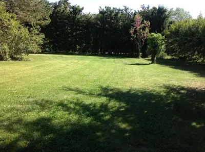 a large field of grass with trees in the background at La Port-Gentillaise in Aix-en-Provence