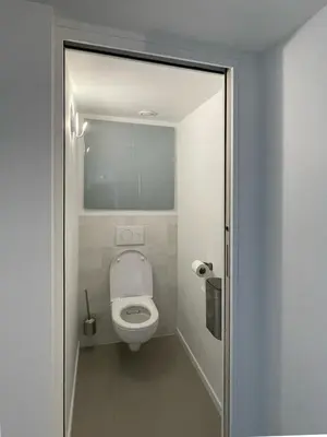 a small bathroom with a toilet in a room at Au calme dans la campagne Aixoise, entouré de cyprès in Aix-en-Provence