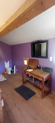 a bathroom with a sink and a toilet in a room at JAS provençal pour 6 personnes à 2mn de la Grange de Javon in Monieux