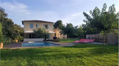 a house with a swimming pool in a yard at Villa au calme et sans vis à vis , proche du village in La Bastide-des-Jourdans