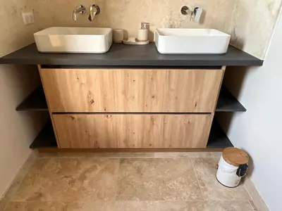 a bathroom with a sink and a counter at Villa PERNOISE in Pernes-les-Fontaines