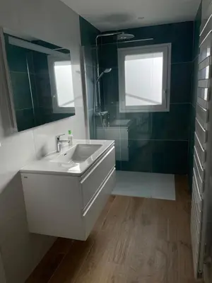 a bathroom with a sink and a mirror at La maison des Lilas in Aix-en-Provence