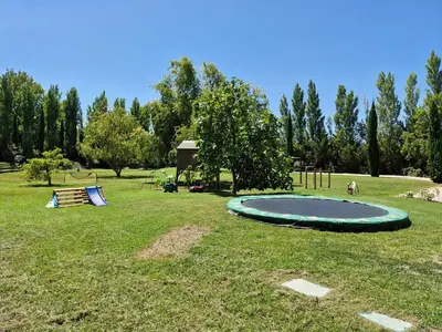 a trampoline in a park with a dog on it at La maison de Campagne - RENDEZ-VOUS EN PROVENCE in Monteux