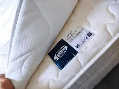 a close up of a mattress with a sticker on it at Provençal-style apartment in Aix-en-Provence