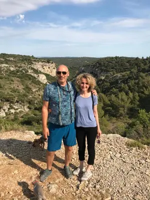 a man and a woman standing on top of a mountain at Le Perchoir in Mérindol