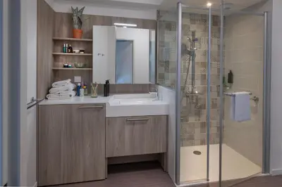 a bathroom with a sink and a shower at DOMITYS - L'Amandier in Aix-en-Provence