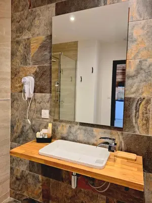 a bathroom with a sink and a mirror at Domaine de la Mautanne in Sainte-Tulle