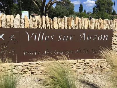 a sign for a villas ski albuquerqueinois at Pretty, spacious holiday home with private pool in Villes-sur-Auzon