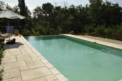 a swimming pool with a person in the water at Le Mas Saint Jacques in Crillon-le-Brave