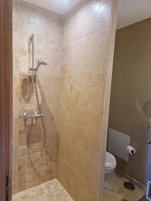 a bathroom with a shower and a toilet at le mazet de LOÏS in Carpentras