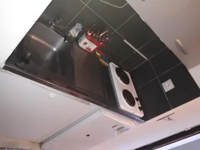 a microwave on top of a kitchen counter at Studio 107 in Aix-en-Provence