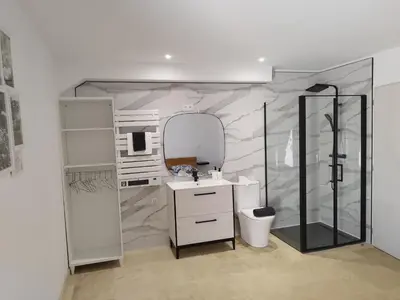 a bathroom with a sink and a mirror at Mas en Provence in Le Thor