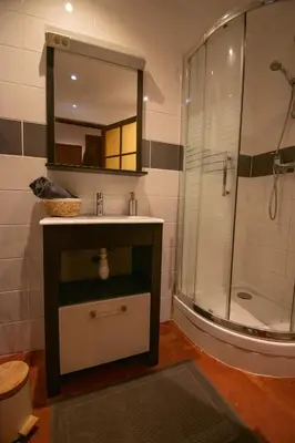a bathroom with a sink and a shower at Cosy et lumineux - hyper centre - wifi in Aix-en-Provence