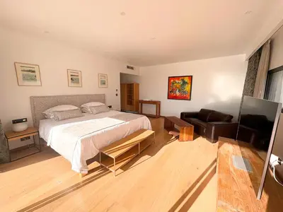 a bedroom with a bed and a couch at Belvédère Sainte Victoire in Saint-Marc-Jaumegarde