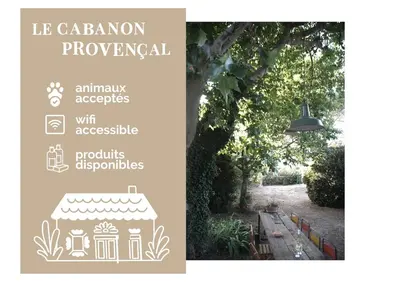 a book with a picture of a house and a tree at Le Cabanon Provençal Traditionnel Jardin Barbecue & Cheminée in Saumane-de-Vaucluse