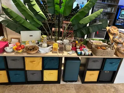 a table with fruits and other food on it at La madone in La Tour-dʼAigues