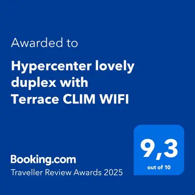 a screenshot of a phone screen with the text upgraded to hypertension at Hypercenter lovely duplex with Terrace CLIM WIFI in Aix-en-Provence