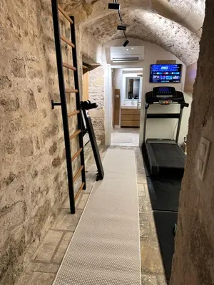 a room with a treadmill in a brick wall at Le Spacieux - Un Voyage en Provence- Offre de lancement in Aix-en-Provence