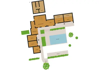 a floor plan of a building with a pool at La Collina De Rve in Apt